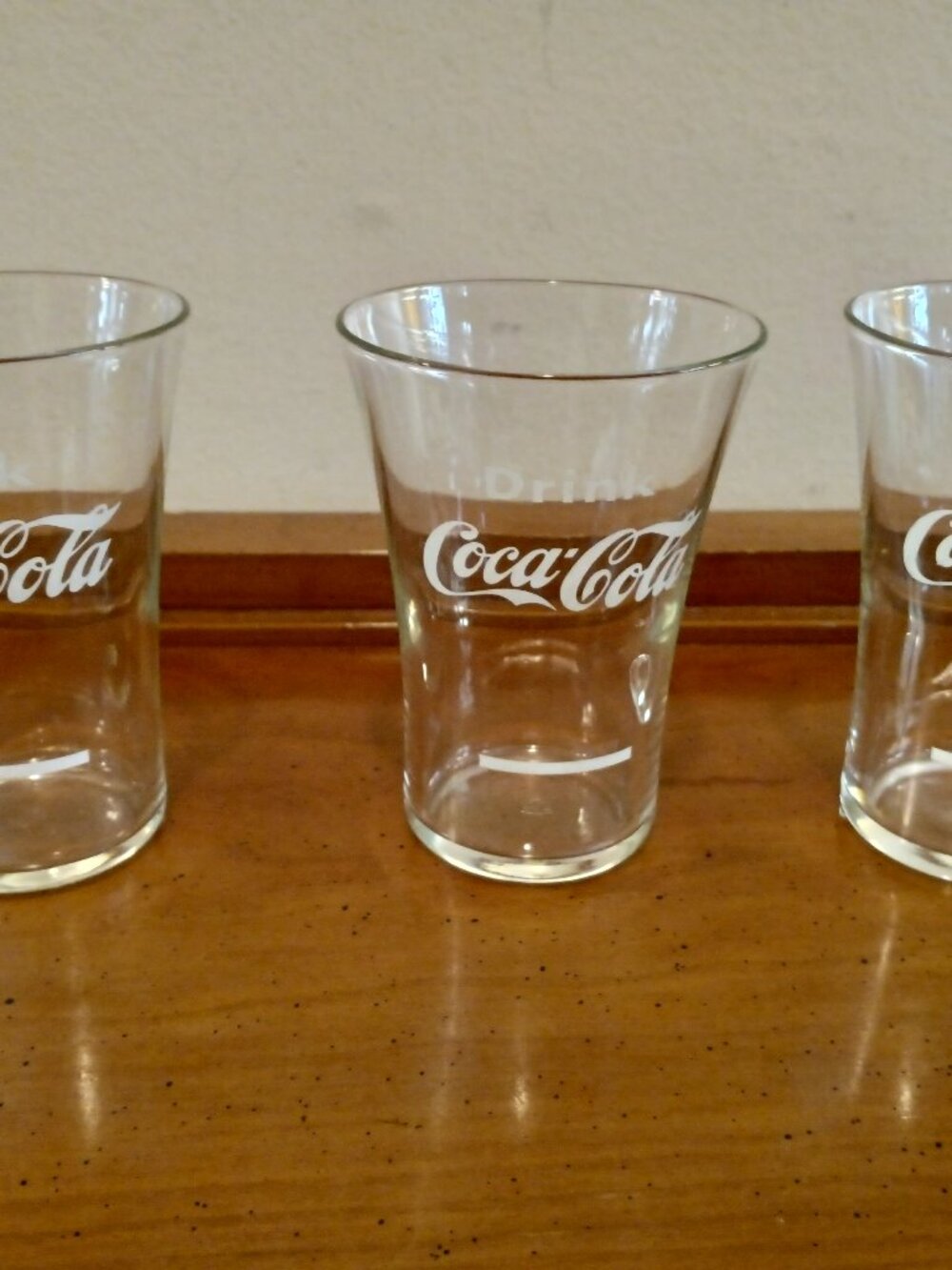 Vintage 1950's Coca Cola Glasses with White Syrup Line